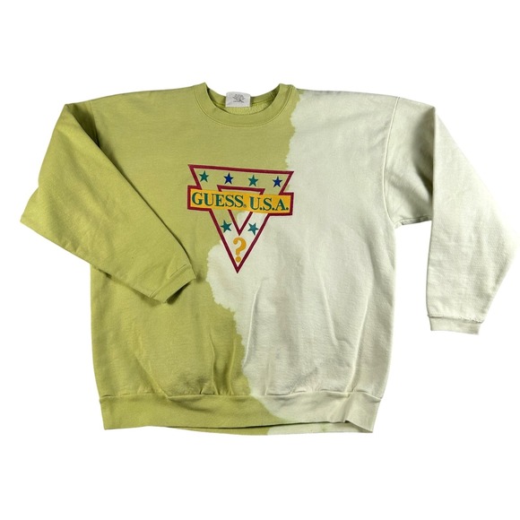 Guess Tops - Vintage Guess Sweatshirt Womens Small Green Bleach Dye Crewneck Made USA 80s